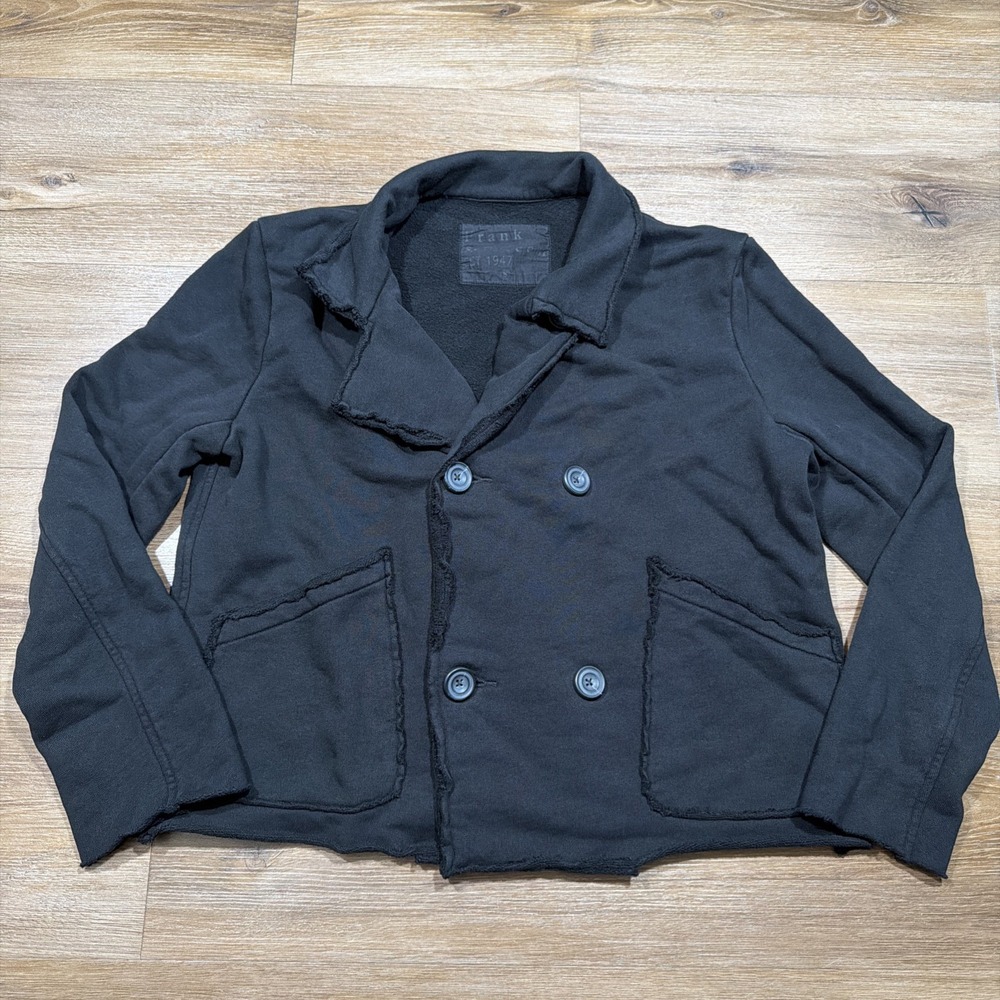 Frank & Eileen SMALL Mini Belfast Cropped Sweatshirt Peacoat Black Triple Terry